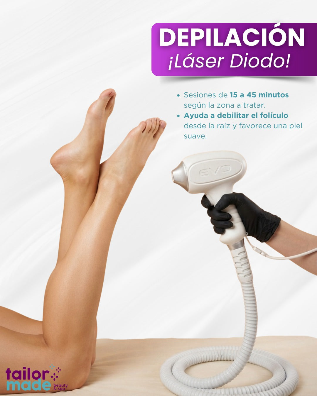 Depilación láser diodo 5 zonas, 4 sesiones
