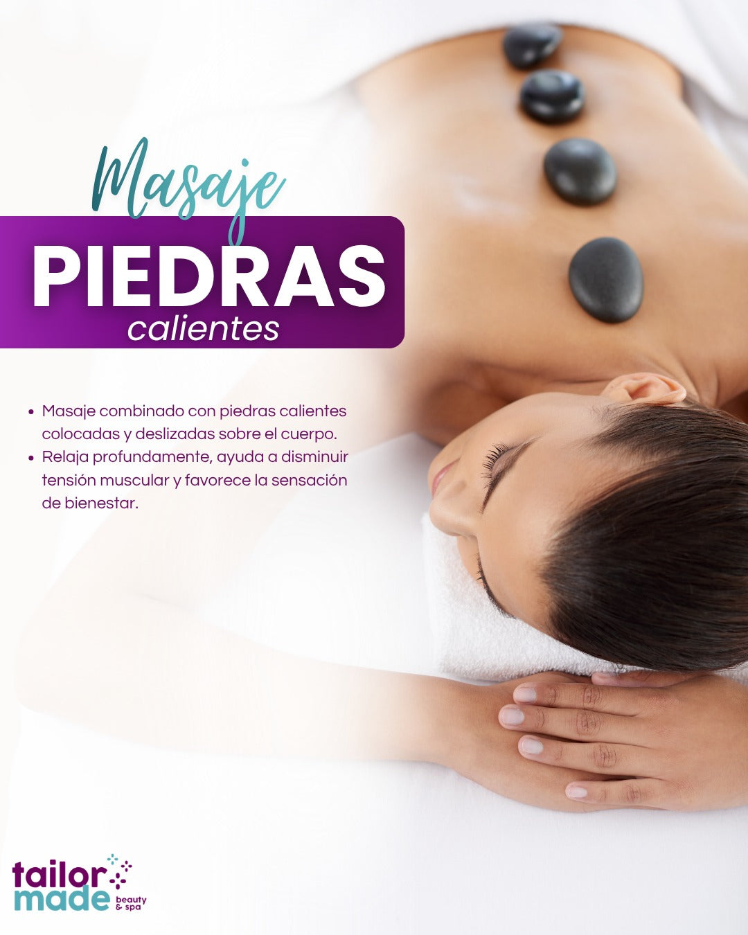 Masaje con piedras calientes, 60 minutos